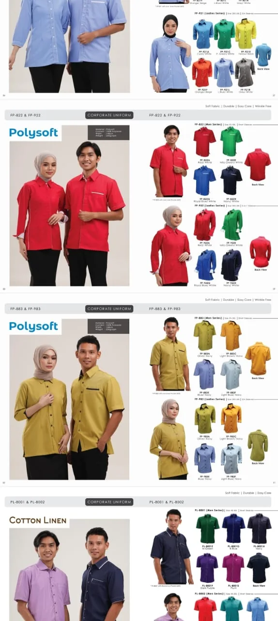 Corporate uniform shirt options